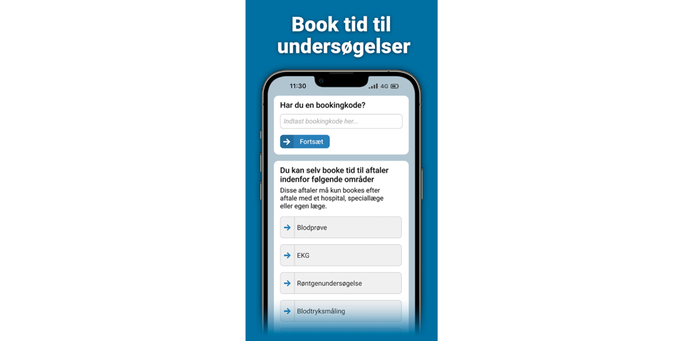 Skærmbillede af hvordan du booker tid til undersøgelser i MineAftaler
