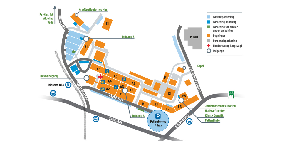 Oversigtskort for Vejle Sygehus