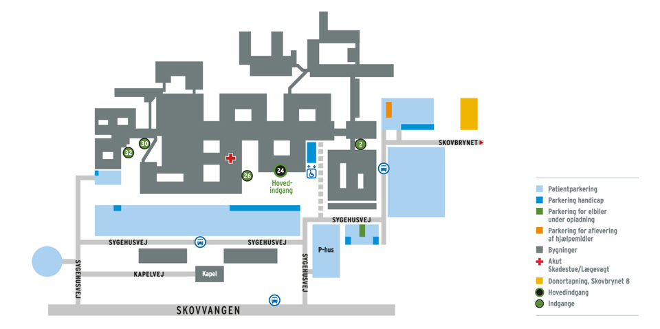 Oversigtskort for Kolding Sygehus