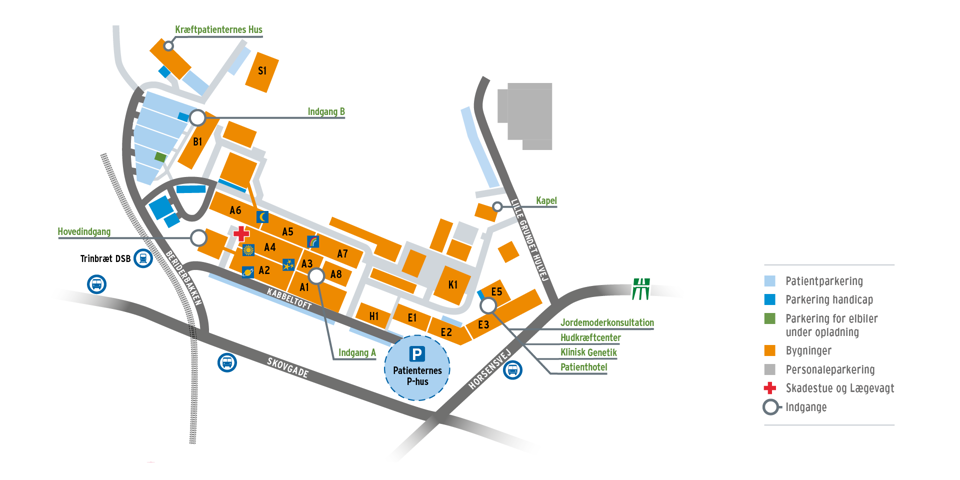 Oversigtskort for Vejle Sygehus