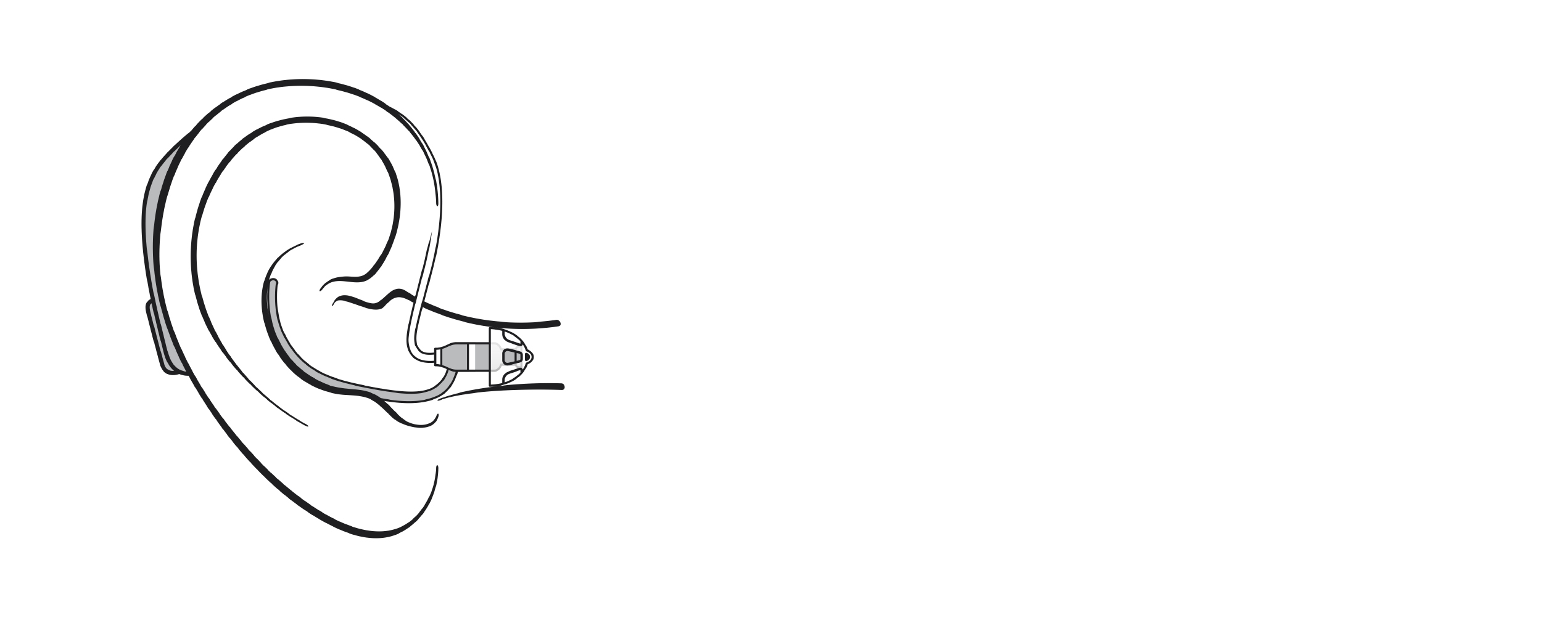 BTE med tyk slange og prop